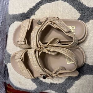 NYC Kids Neutral Woven Strap Sandals - Beige
